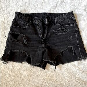 American Eagle Outfitters Black Ripped Jean Shorts